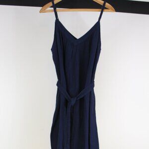 NWT Gap Navy V-Neck Tie Waist Dress Large Petite